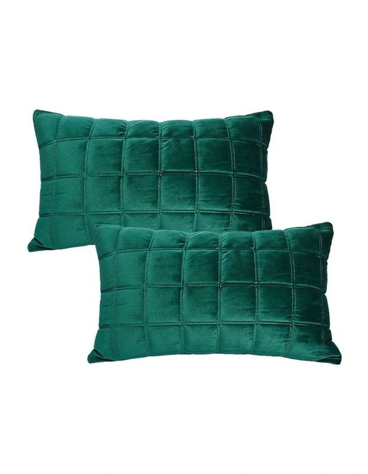 SOGA 2 Pack Yellow Quilted Grid Throw Pillow 50cm image 1