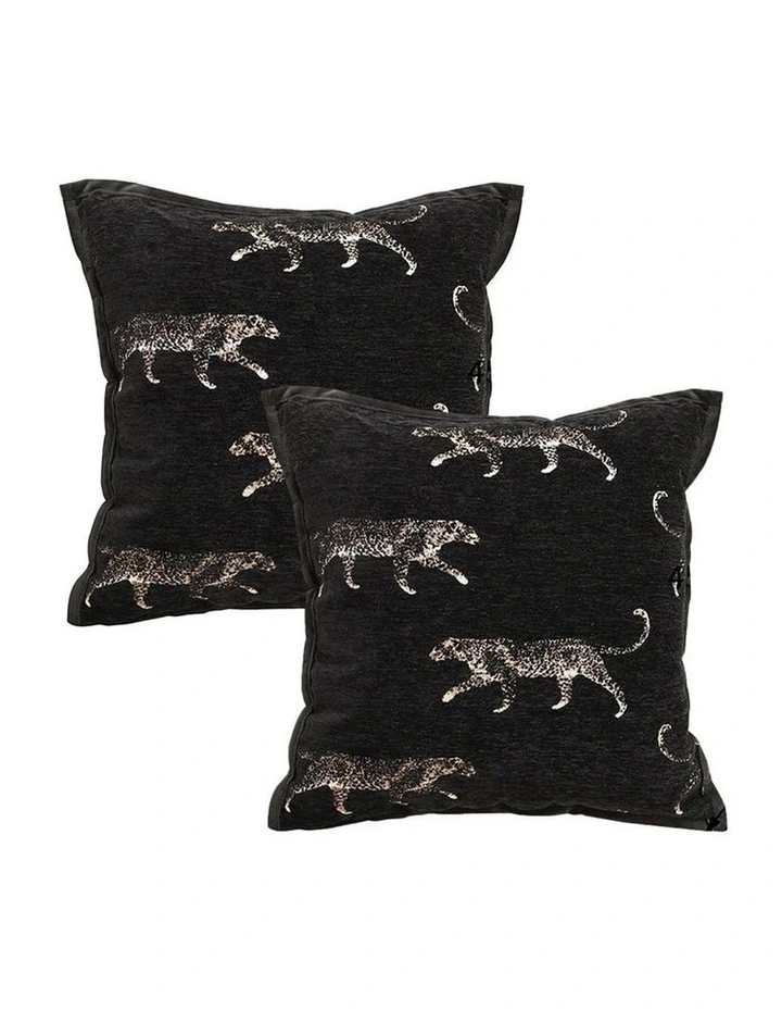 SOGA 2X 45cm Light Luxury Vintage Leopard Print Square Black Throw Pillow image 1