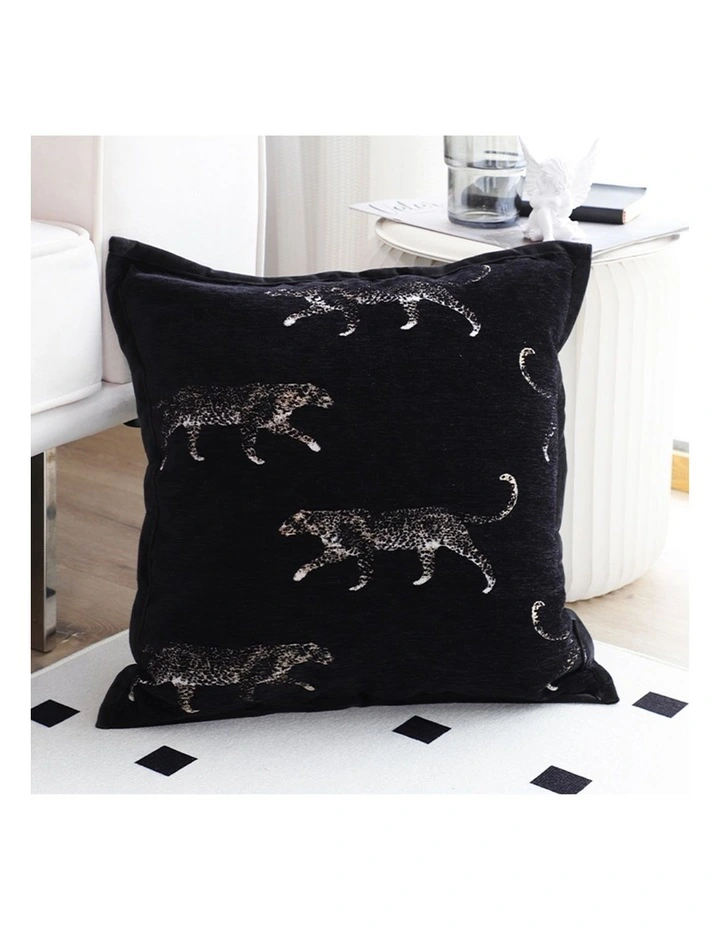SOGA 2X 45cm Light Luxury Vintage Leopard Print Square Black Throw Pillow image 2