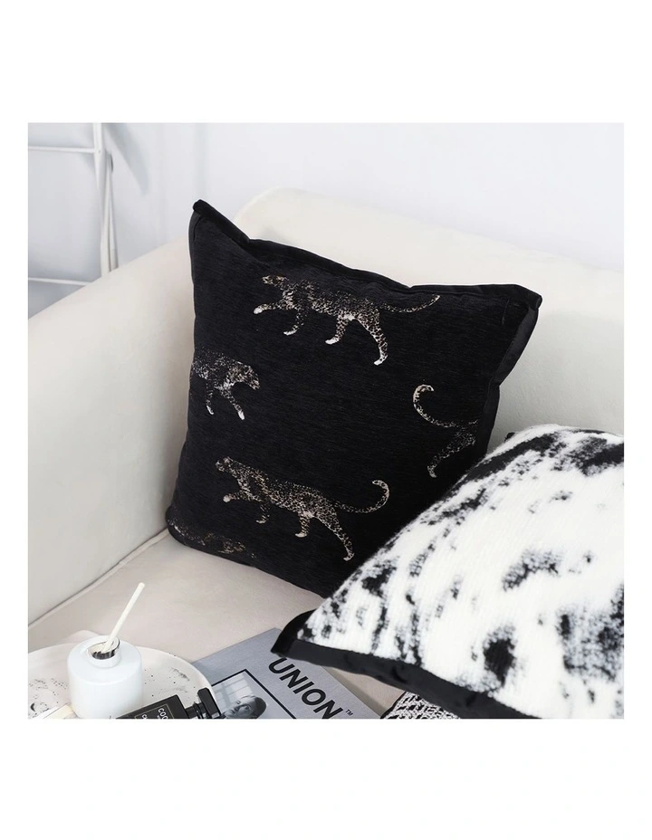 SOGA 2X 45cm Light Luxury Vintage Leopard Print Square Black Throw Pillow image 3