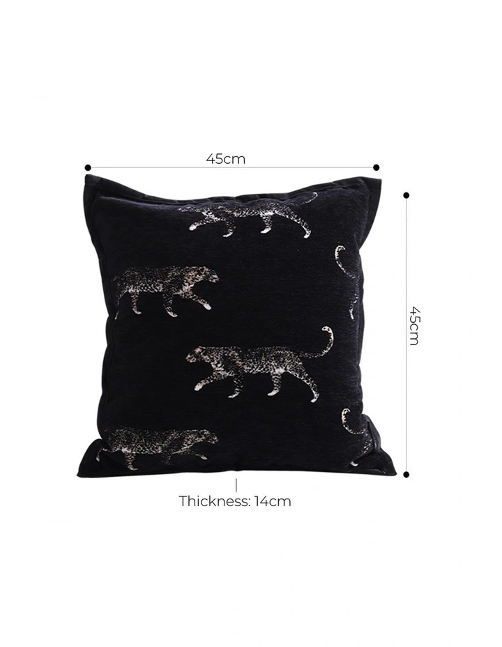 SOGA 2X 45cm Light Luxury Vintage Leopard Print Square Black Throw Pillow image 5