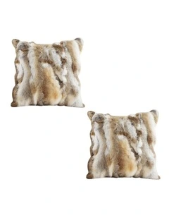 SOGA 2X 45cm Throw Pillow Coffee Rabbit Fur Square Warm Cozy Decorative Cushion Home Decor