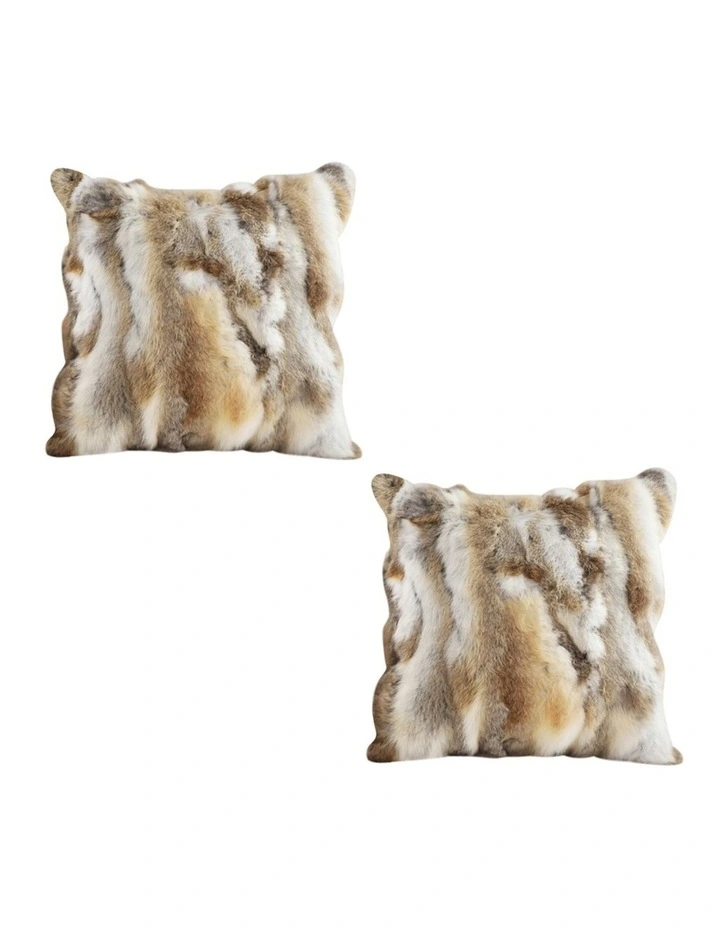 SOGA 2X 45cm Throw Pillow Coffee Rabbit Fur Square Warm Cozy Decorative Cushion Home Decor image 1
