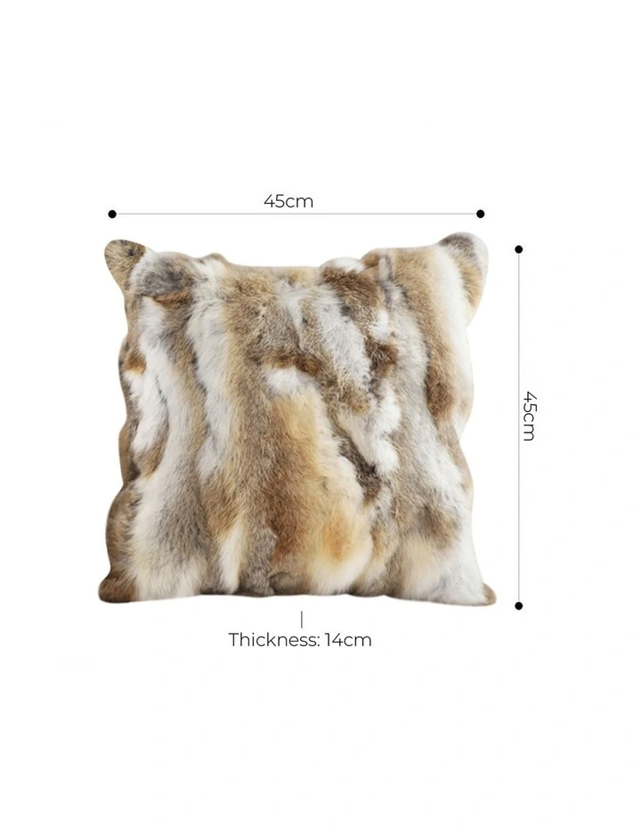 SOGA 2X 45cm Throw Pillow Coffee Rabbit Fur Square Warm Cozy Decorative Cushion Home Decor image 5