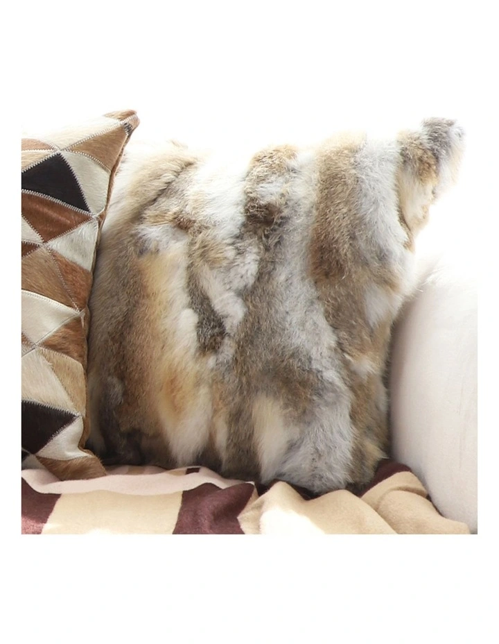 SOGA 2X 45cm Throw Pillow Coffee Rabbit Fur Square Warm Cozy Decorative Cushion Home Decor image 7