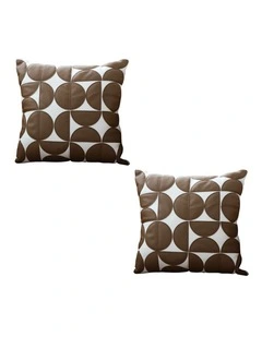 SOGA 2X 45cm Brown Leather Throw Pillow Half Moon Patchwork Cushion