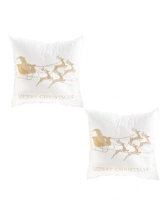SOGA 2X 45cm Christmas Throw Pillow Gold Sleigh Square Cushion Decor
