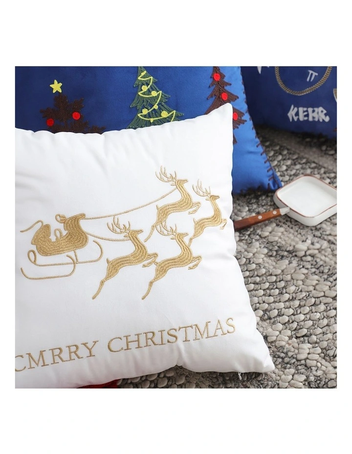 SOGA 2X 45cm Christmas Throw Pillow Gold Sleigh Square Cushion Decor image 4
