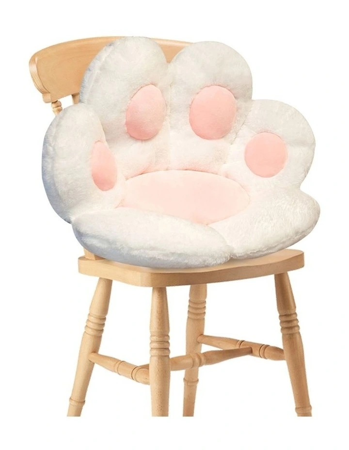 SOGA 70cm White Paw-Shaped Plush Cushion image 1