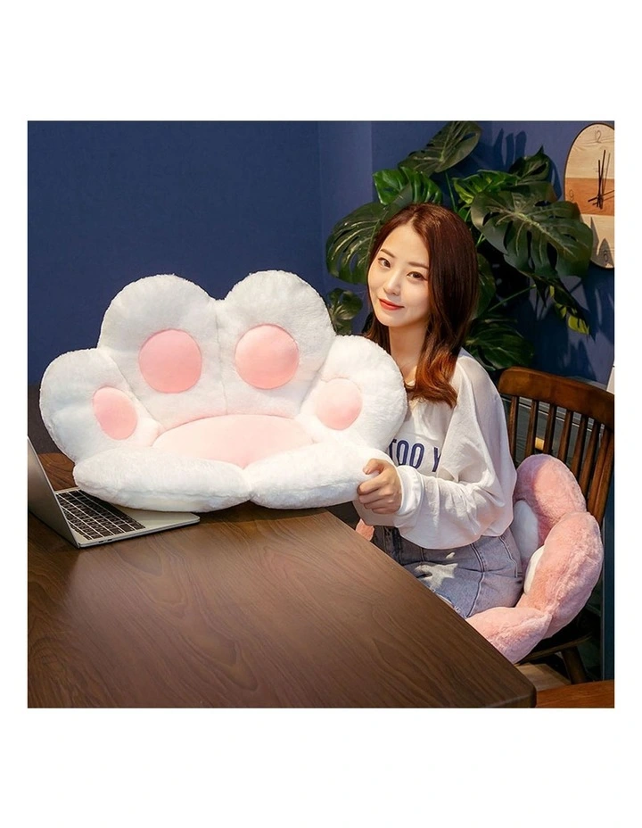 SOGA 70cm White Paw-Shaped Plush Cushion image 3