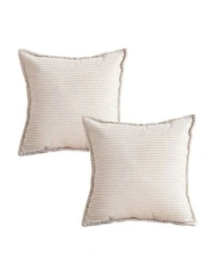 SOGA 2X 45cm Beige Warm Wood Tone & Wabi-sabi Striped Corduroy Square Throw Pillow