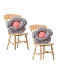 SOGA 2X Grey Flower Shape Plush Cushion Soft Decorative Pillow Home Decor