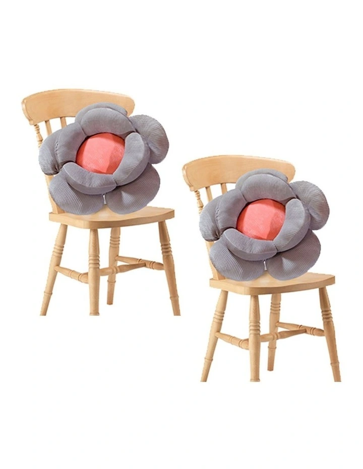 SOGA 2X Grey Flower Shape Plush Cushion Soft Decorative Pillow Home Decor image 1