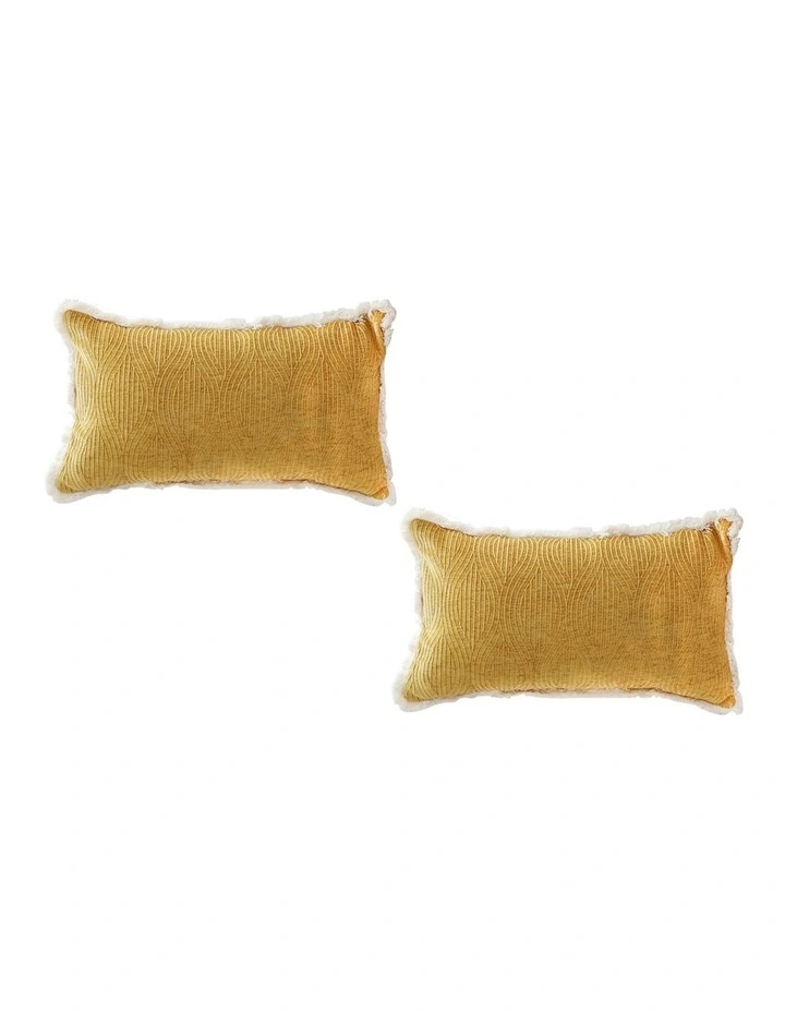 SOGA 2X 35cm Throw Pillow Turmeric Yellow Aesthetic Chenille Texture for Home Decor image 1