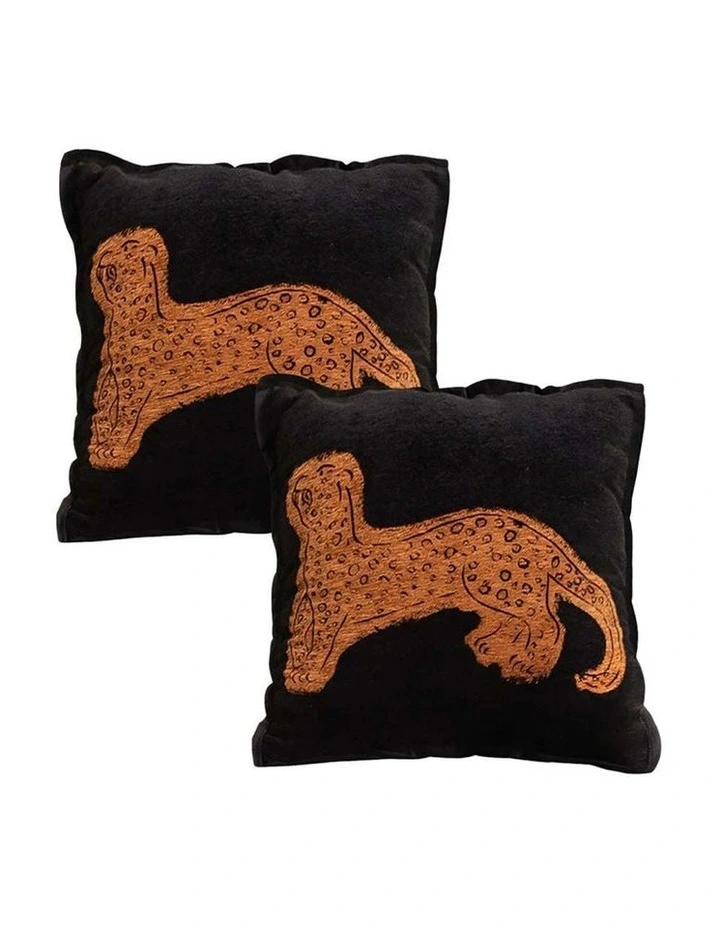 SOGA 2X 45cm Modern Charcoal Gray Leopard Pattern Throw Pillow image 1