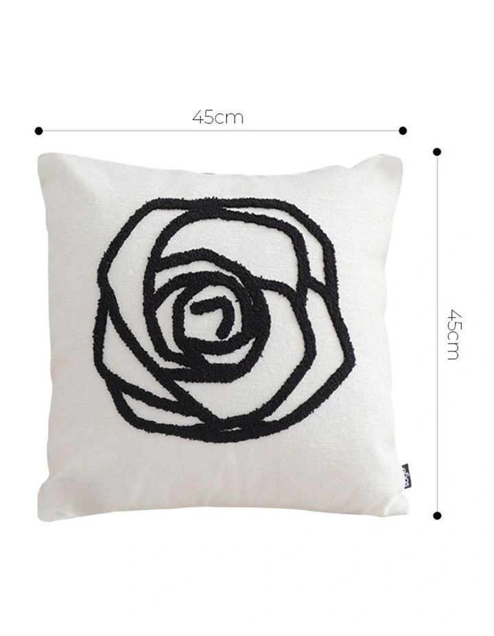 SOGA 2 Pack White Black Rose Embroidered Cushion Cover 45cm image 5