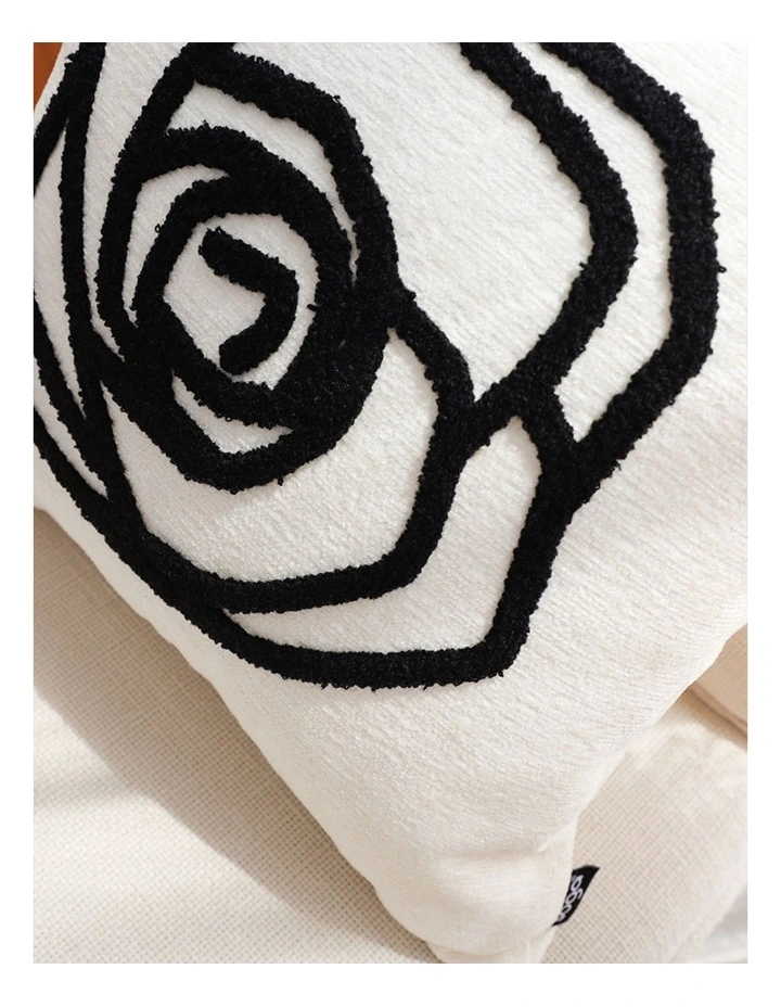SOGA 2 Pack White Black Rose Embroidered Cushion Cover 45cm image 6