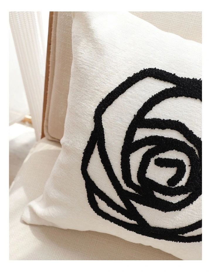 SOGA 2 Pack White Black Rose Embroidered Cushion Cover 45cm image 7