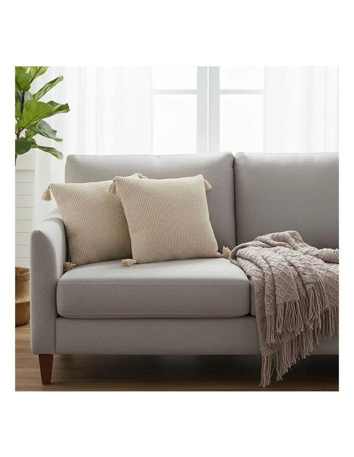 SOGA Home & Living Bundle  2 Khaki Wabi-Sabi Tassel Pillows & Coffee Knitted image 3