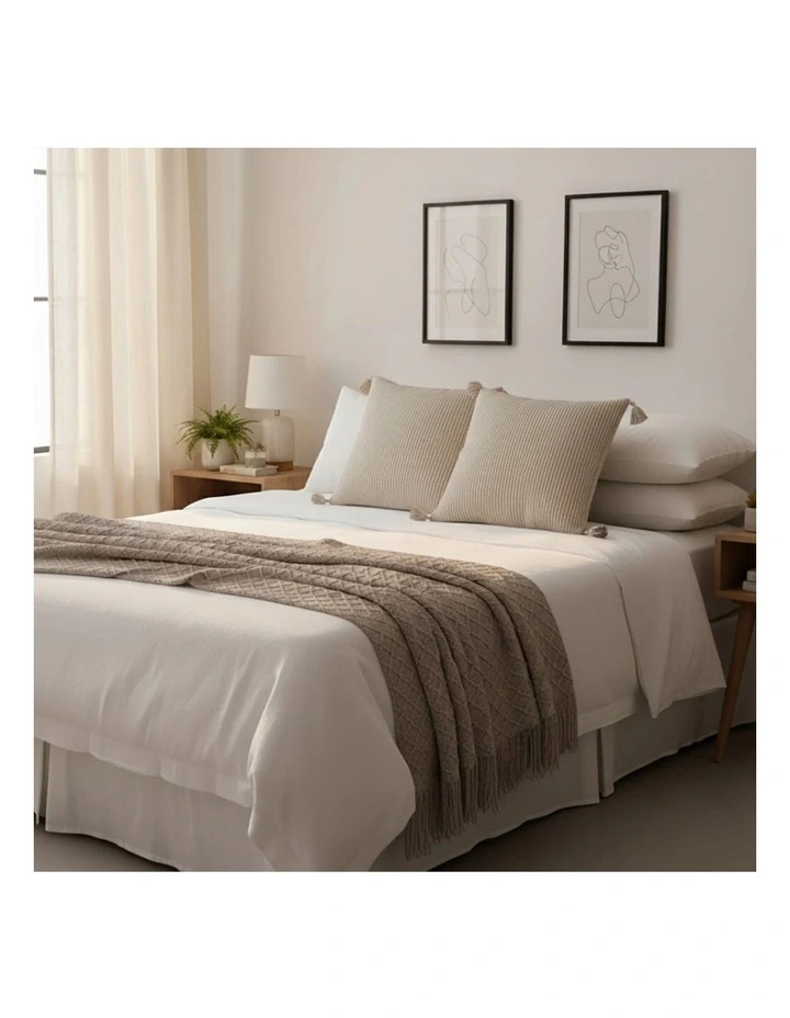 SOGA Home & Living Bundle  2 Khaki Wabi-Sabi Tassel Pillows & Coffee Knitted image 5