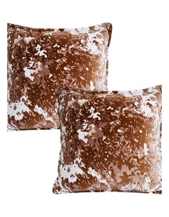 SOGA 2 Pack Brown White Crushed Velvet Throw Pillow 50cm