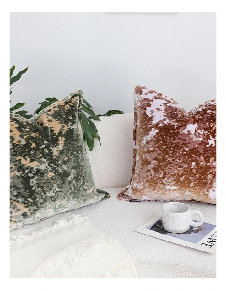 SOGA 2 Pack Brown White Crushed Velvet Throw Pillow 50cm image 4