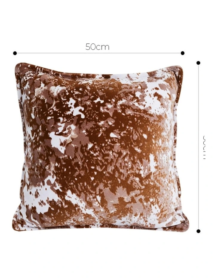 SOGA 2 Pack Brown White Crushed Velvet Throw Pillow 50cm image 5