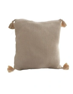 SOGA 45cm Off-White Wabi-Sabi Raised Pillow Cotton Striped Large Tassel Square Throw Pillow