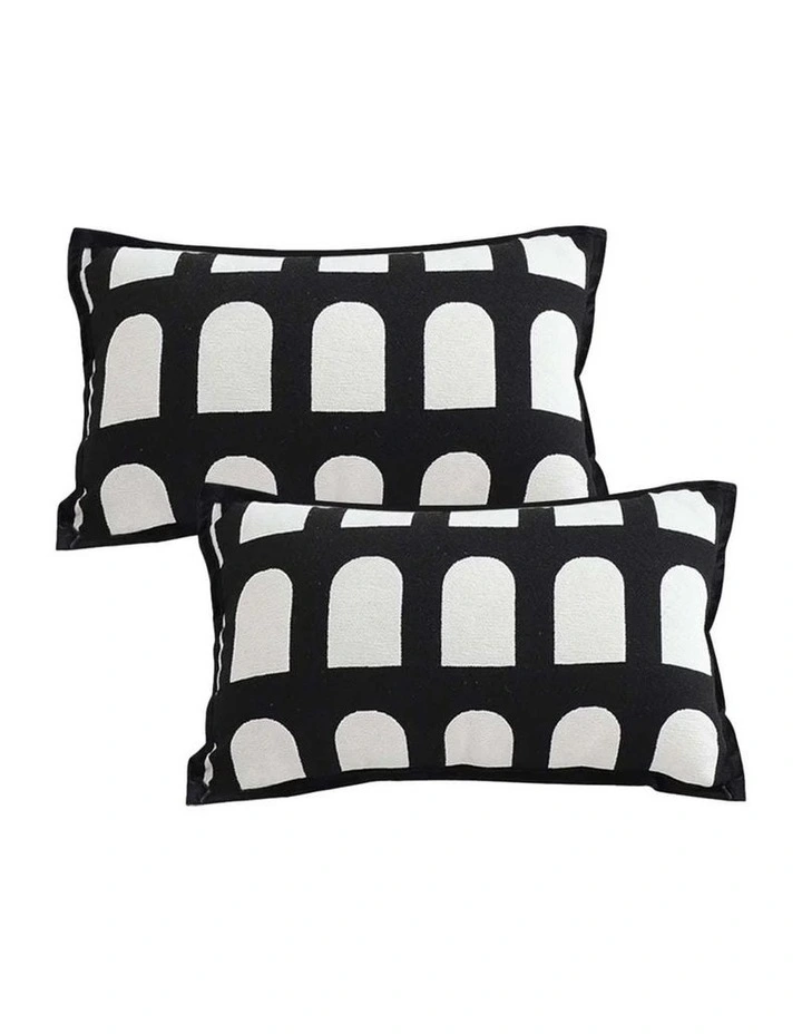 SOGA 2X 30cm Contemporary Black White Geometric Pattern Throw Pillow image 1