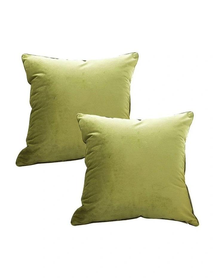 SOGA 2X 45cm Subtle Fluorescent Green Foliage Velvet Square Throw Pillow image 1
