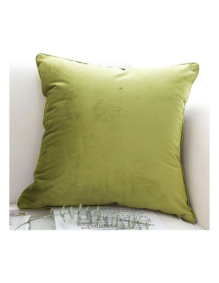 SOGA 2X 45cm Subtle Fluorescent Green Foliage Velvet Square Throw Pillow image 2