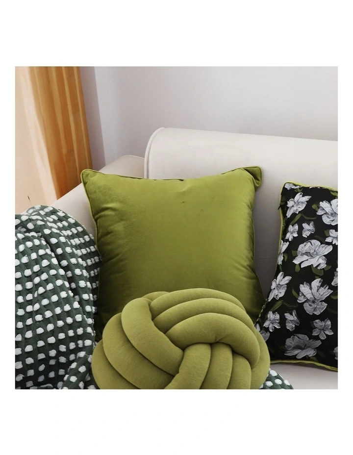 SOGA 2X 45cm Subtle Fluorescent Green Foliage Velvet Square Throw Pillow image 3