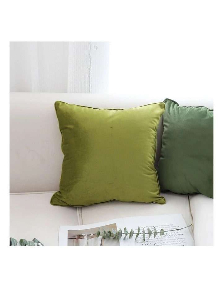 SOGA 2X 45cm Subtle Fluorescent Green Foliage Velvet Square Throw Pillow image 4