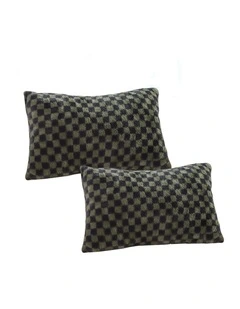 SOGA 2X 30cm Urban Light Luxury Dark Green Checkered Lumbar Throw Pillow