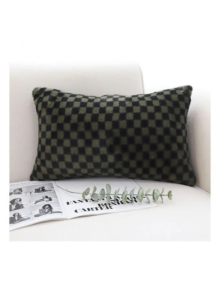 SOGA 2X 30cm Urban Light Luxury Dark Green Checkered Lumbar Throw Pillow image 2