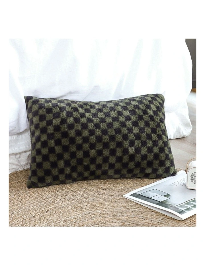 SOGA 2X 30cm Urban Light Luxury Dark Green Checkered Lumbar Throw Pillow image 3
