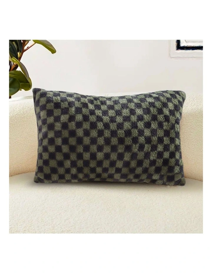 SOGA 2X 30cm Urban Light Luxury Dark Green Checkered Lumbar Throw Pillow image 4