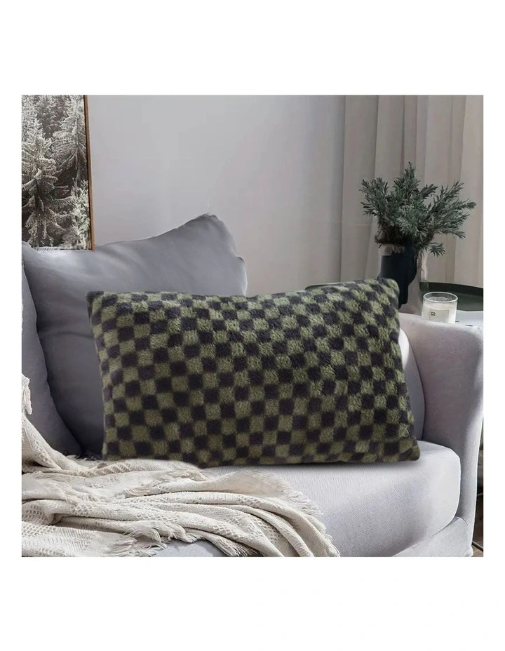 SOGA 2X 30cm Urban Light Luxury Dark Green Checkered Lumbar Throw Pillow image 5