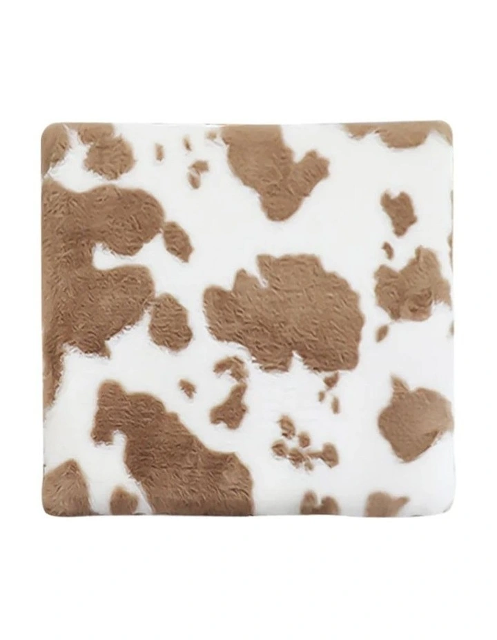 SOGA 50cm Brown Cow Print Square Plush Cushion image 1