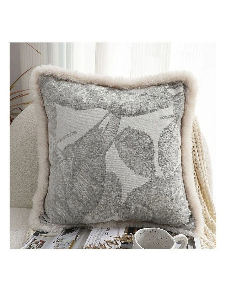 SOGA 2X 45cm Wabi-sabi Raised Embroidery Leaf & Square Throw Pillow image 2
