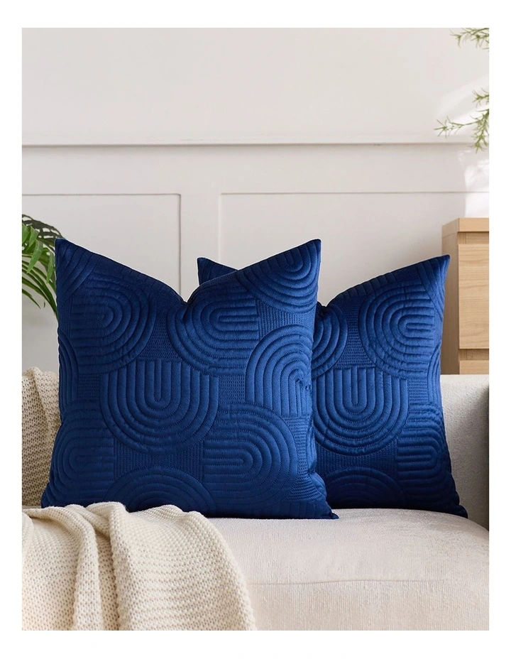SOGA 2 Pack Blue Textured Geometric Throw Pillow 50cm image 3