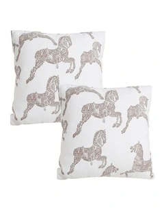 SOGA 2 Pack White Horse Pattern Throw Pillow 50cm