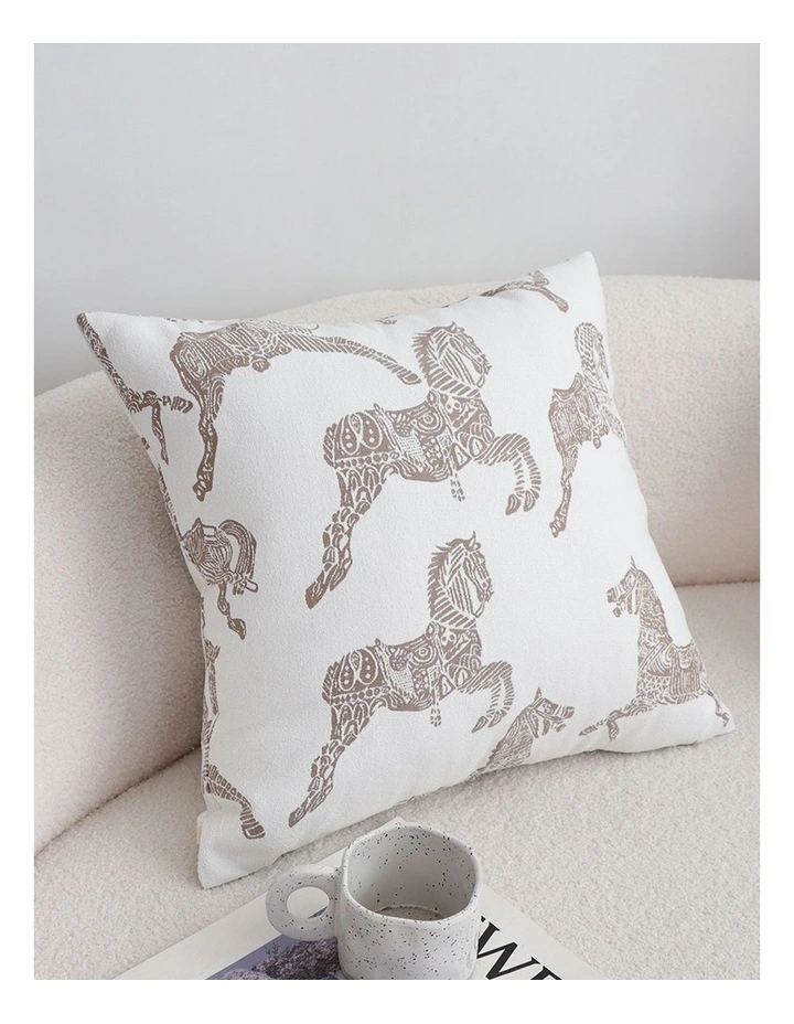 SOGA 2 Pack White Horse Pattern Throw Pillow 50cm image 2