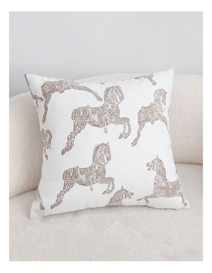 SOGA 2 Pack White Horse Pattern Throw Pillow 50cm image 3