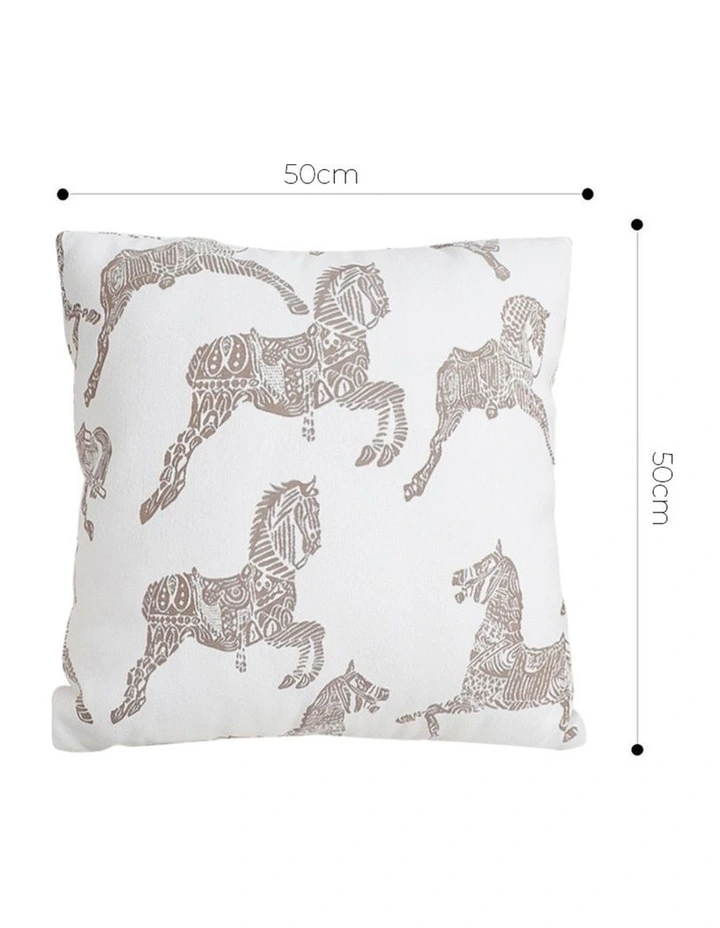 SOGA 2 Pack White Horse Pattern Throw Pillow 50cm image 5