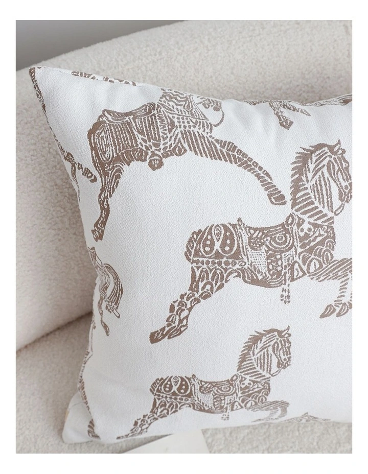 SOGA 2 Pack White Horse Pattern Throw Pillow 50cm image 6