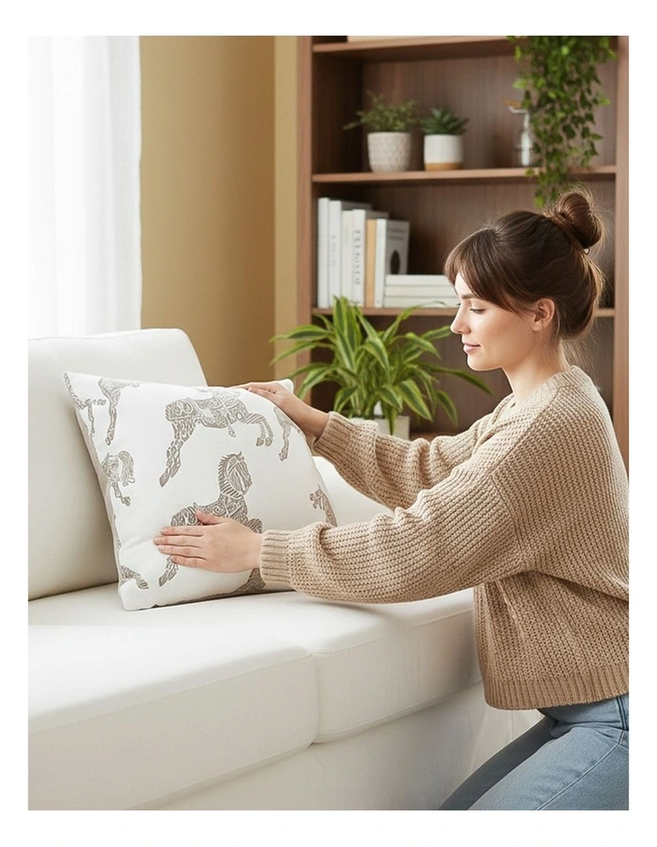 SOGA 2 Pack White Horse Pattern Throw Pillow 50cm image 7