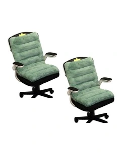 SOGA 2X Green Dino Seat Cushion Back & Waist Support Chair Pad