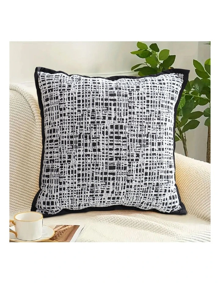 SOGA 2X 45cm Vintage Leopard Print Sofa Black & White Grid Wide Edge Square Throw Pillow image 3