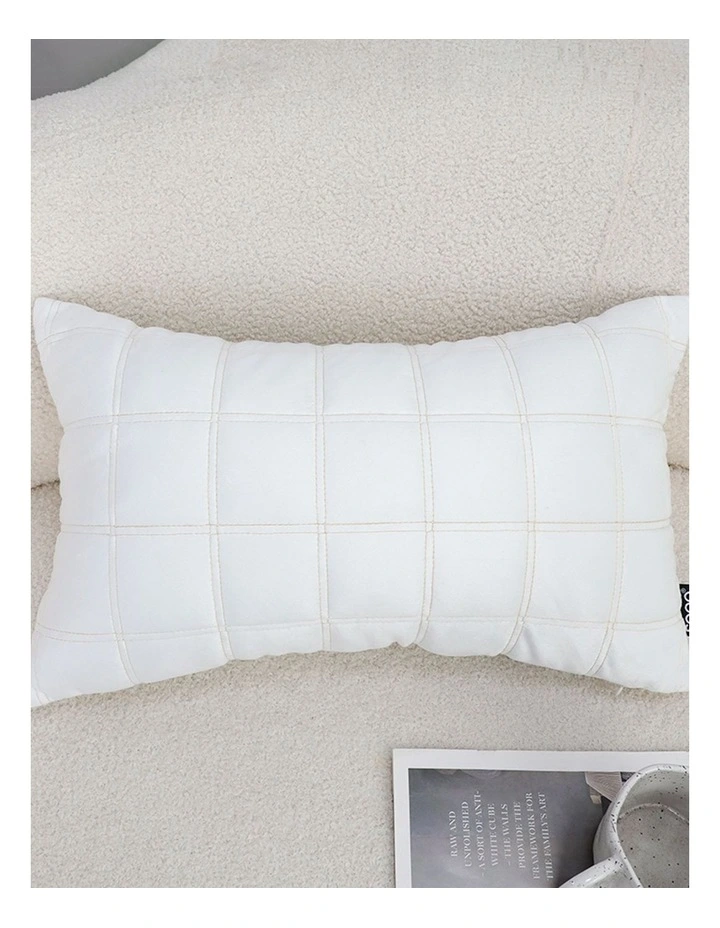 SOGA 2 Pack White Quilted Grid Throw Pillow 30cm image 6